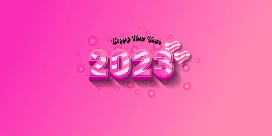 2023新年春节兔年数字字体特效插画背景海报AI矢量设计素材模板【128】